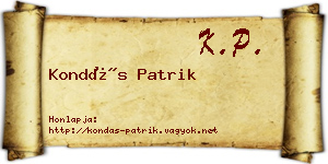 Kondás Patrik névjegykártya